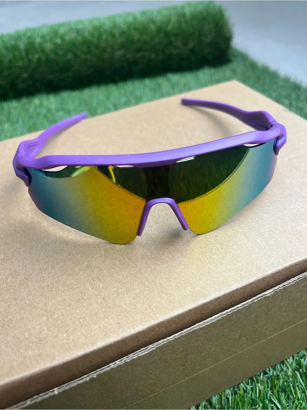 3 Premium Sport Shield Sunglasses - Black/White/Purple Multi-Lens